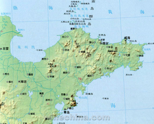 山东半岛地形图地貌图片
